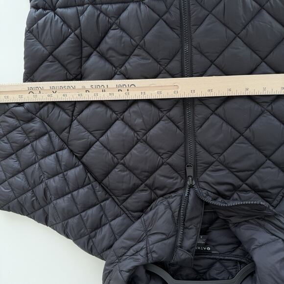 Athleta Whisper Featherless Parka Jacket Women Large Black Hooded Puffer Quilted - Picture 11 of 11